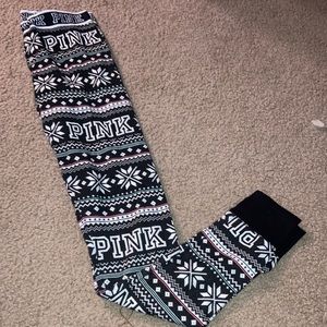 Victoria’s Secret PINK black & white Thermal Pajama Pants